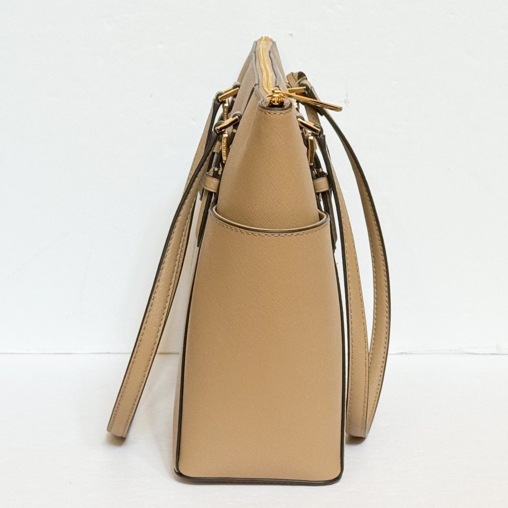 Michael Kors Charlotte Large Top Zip Shoulder Tote Bag Camel - Picture 4 of 11